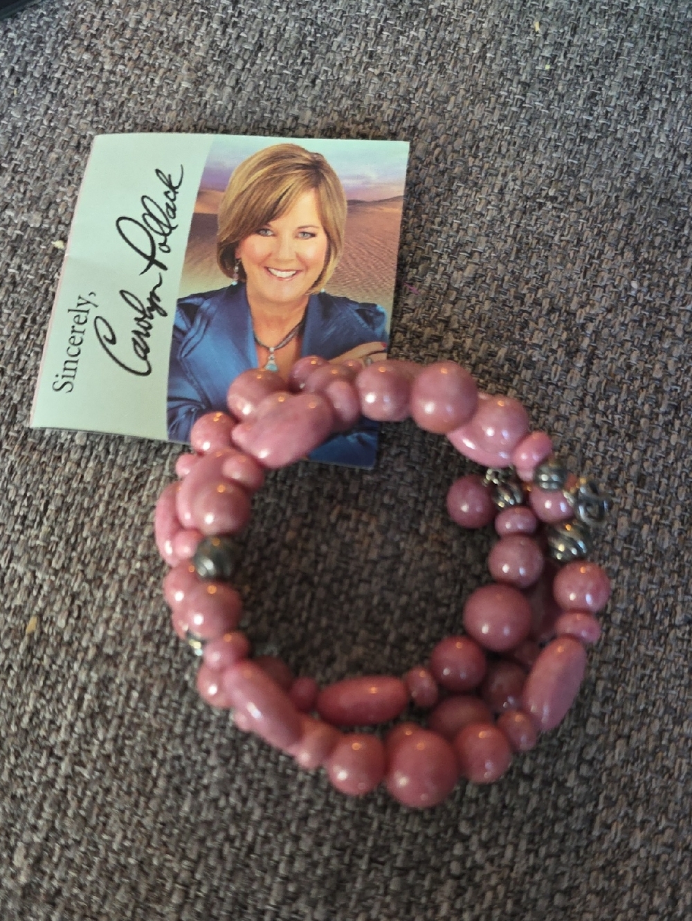 Carolyn Pollack Pink Beaded Multi-Strand Bracelet Vintage